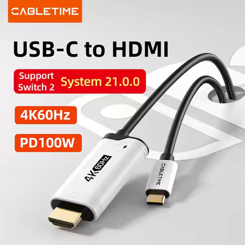 CABLETIME Type C to HDMI Cable 4K 60HZ for Nintendo Switch 2 1 OLED PD 100W for Laptop PS4/5 USB C t