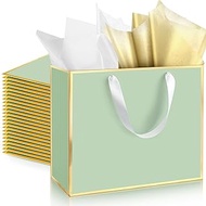 ReliThick 12 Pack 12 Pack Metallic Paper Gift Bag with Handles and Tissue Paper 11.8 x 10 x 4'' Than