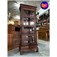 ตู้โชว์ไม้สักแท้ (ส่งทั้งตู้/ส่งฟรี) 4 ชั้น สูง 130 x กว้าง 50 x ลึก 30 cm. ตู้ไม้สัก ตู้หนังสือ ตู้