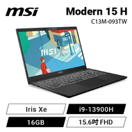 MSI Modern 15 H C13M-093TW 經典黑 微星13代高效輕薄筆電/i9-13900H/Iris Xe/16GB/1TB PCIe/15.6吋 FHD/W11/白色背光鍵盤