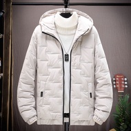 Winter Thickened Down Jacket Men's Solid Color Hooded Down Jacket Ins Casual Cotton Coats ZO5X