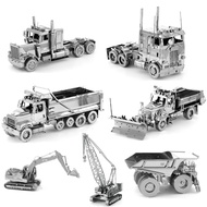DIY 3D Metal Puzzle Assembly Model Dumper Truck Dozer Excavator Fram Tractor Construction Truck Model Jigsaw Puzzle Kids Toys