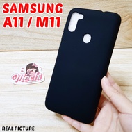Case SAMSUNG A11 / SAMSUNG M11 Black Matte Lentur Softcase Silikon HP Hitam Polos Karet Baby Skin Sl