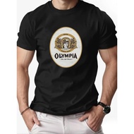 T-Shirt Kapas Lelaki, Olympia Beer Leher Bulat Lengan Pendek Grafik Bernafas Fesyen Kasual T-Shirt