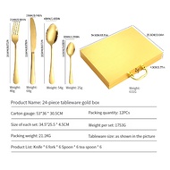 24 Pcs Cutlery Set Dinner Spoon Fork Set Sudu Garfu Set Hadiah Kahwin untuk Pengantin Baru Hadiah Ka