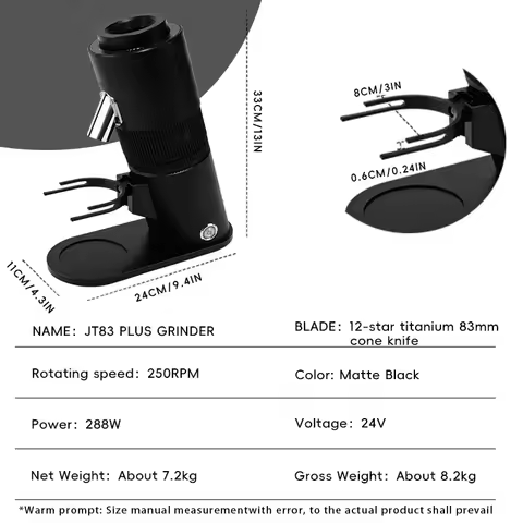 LRlufeibao JT83 Plus Electric Coffee Grinder 83mm Titanium Burr Universal Household Bean Mill Blow H