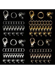 Conjunto de accesorios para hacer joyas con broches de langosta, consejos de cuentas, cubiertas de nudos, anillas abiertas, conectores, suministros para hacer collares y pulseras de bricolaje