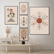 Tribal pattern, witchcraft, moroccan print, boho abstract geometric print wall art, terracotta wall art, shapes poster WL41