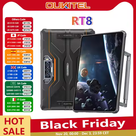 Oukitel RT8 Rugged 20000mAh Tablet 11" FHD+ Display 6GB+256GB Helio G99 Tablet 48MP Camera Tablets P