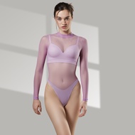 CHERILON Bodysuit เชอรีล่อน บอดี้สูท ซีทรู คอเต่า แขนยาว ผ้าตาข่าย โปร่งบางใส ยืดหยุ่น นุ่ม ใส่สบาย