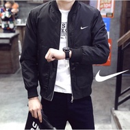 Lelaki NIKE 2021 musim luruh jaket warna pepejal baru memakai baju lengan panjang kolar jaket harian lengan panjang biasa