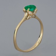 Butterfly design 14 kt gold ring with emerald and diamonds