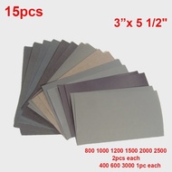 15Pcs/Set Sandpaper 400 600 3000 800 1000 1200 1500 2000 2500 Grit Sand Paper Water/Dry Sanding Pape