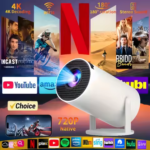 HY300 Portable Projector 2025 4K Ultra HD 300ANSI Android 11 BT54 Electronic Focus Built in Speaker 