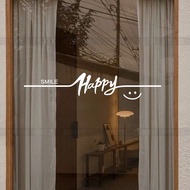 [In ] [In ] Influencer happy Waistline Sliding Door Anti-Collision Decorative Stickers Kitchen Balcony Glass Door Stickers smile Text Creative