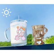 Pusheen glass lolita cup with handle and straw lid 140ml 400ml C29U23 cute cartoon