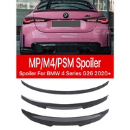 Carbon Fiber Rear Bumper Lip Trunk Spoiler Wing M4 PSM Style For BMW 4 Series G22 G26 2020 Gloss Bla