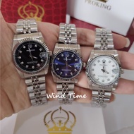 PROKING Jam Tangan Lelaki Silver Analog Diamond Dial Medium Size Stainless Steel Casual Watch