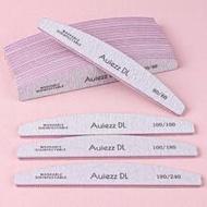 3/5/10pcs Grey Professional Crescent Double-Sided Nail Files, 80/80 100/100 100/180 180/240 Grit Man