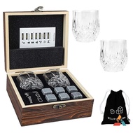 [AuraGesh] Whiskey Stones And Whiskey Glass Gift Set Of 4, For Men | Father's Day, 6 Granite Whiskey