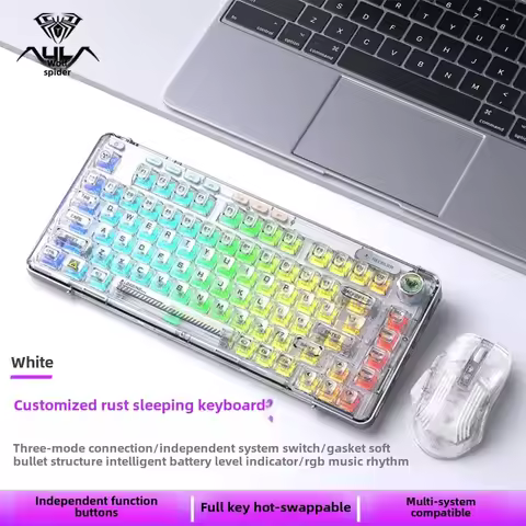 AULA F81 wireless keyboard 81Keys transparent mechanical keyboard customized 75% configuration hot s