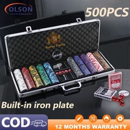 Texas poker cards Poker Game Poker Chips Set 500PCS/300PCS/100PCS with Free Metal Box