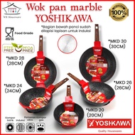 Yoshikawa pan / MKD series non-stick marble wok pan / induction electric pan