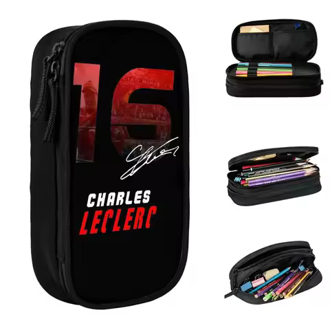 Charles Leclerc 16 Racing Car Pencil Case Pen Bags Student Large Storage School Supplies Cosmetic Pe