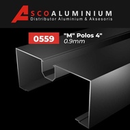 aluminium, alumunium "m" polos profile 0559 kusen 4 inch