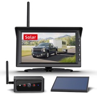 Solar Wireless Backup Camera with 7" Monitor System, 1080P 6600 Rechargeable Battery Trailer Hitch R