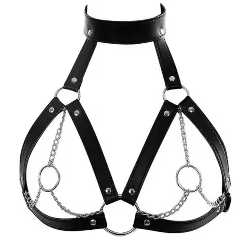 Women's Sensual Leather Body Harness - BDSM Restraint Straps, Gothic Fetish Lingerie Adult Accessory