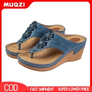 1 Pair Women Flip Flops Slipper Faux Leather Wedge Platform Arch Support Sandals Summer Outdoor Beac