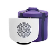 528hz 8 Inch C Note Life Flower Design Chakra Frosted Quartz Crystal Singing Bowl With Free Mallet