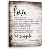 PHAMTE 1 Corinthians 13:4-8 Love Never Fails Scripture Canvas Wall Art, Christian Bible Verse Script