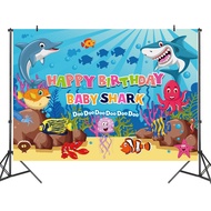 120*80cm Blue Ocean Animal Photography Backdrop Baby Birthday Undersea Dolphin Shark Photo Background Mermaid Seabed Corals Prop