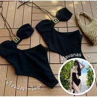 Havanas me One Piece Bodysuit Neck Tie Beachwear bikini summer swimsuit Black