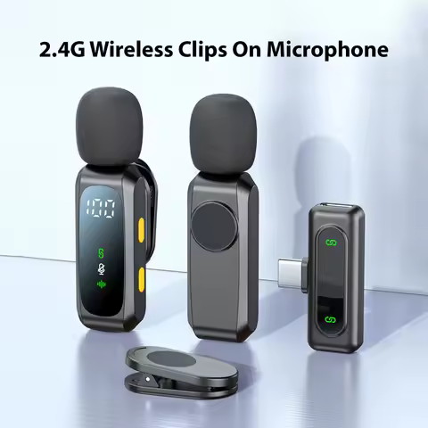 2.4G Wireless Lavalier Microphone Noise Reduction CD Quality Sound 30M/98.43ft Transmission LED Disp