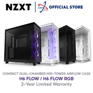 NZXT H6 Flow RGB ( 2023 ) Compact Dual-Chamber Mid-Tower Airflow Desktop PC Case - Black/White