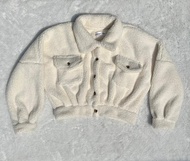 Sweater Jaket Faux Fur Button Crope Sherpa