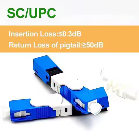 50PCS/Box ESC250 SC/UPC SC/APC Fiber Optic Fast Connector For FTTH Telecom Standard IL≤0.3dB, Cold Q