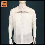 Obra ni Juan Inno Fit (Regular Fit) Polo Barong  Embroidered - White (#2764)