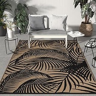 GENIMO Outdoor Rug 9' x 12' Waterproof for Patio Clearance, Reversible Plastic Straw Camping Carpet,