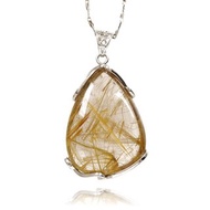 【正佳珠寶】金鈦晶 高品淨透水滴 15.5g 手工包鑲 金鈦晶吊墜