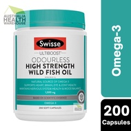 [Expiry: 02/2029] Swisse Ultiboost Odourless High Strength Wild Fish Oil 1500mg 200 Capsules