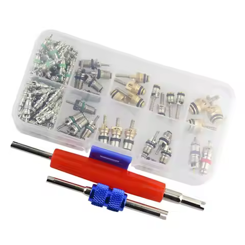 102Pcs/box Car Air Conditioner Valve Cores Assortment A/C AC Shrader Valve Core & Tool R134 R12 HVAC