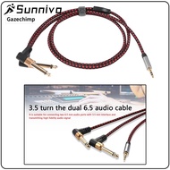 3.5mm 1/8" to Double 6.35mm 1/4" Mono Stereo Y-Splitter Cable for Speaker
