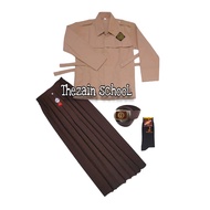 Seragam sekolah SMP Cewek super Lengkap baju putih rok biru panjang kelas 1-3