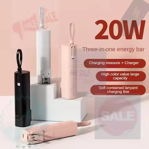 5000mah 3 in 1 20W Fast Charging Power Bank Fast Charging with Built-in Cable Mobile Power Bank with