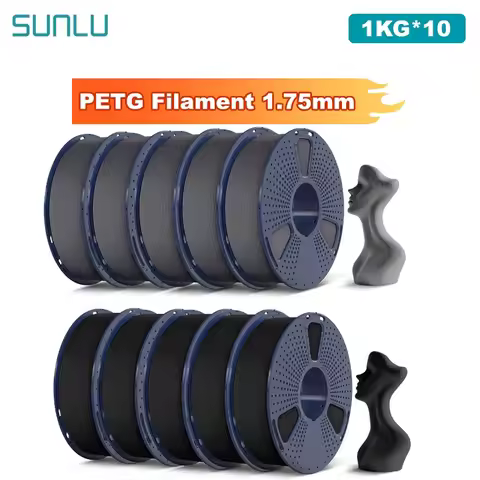 SUNLU 10KG PETG /Clear 3D Printer Filament 1.75mm 1000g Spool (2.2lbs) Neatly Arranged No Knot Filam