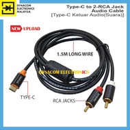 Type-C to 2-RCA Jack Audio Cable Type-C to Sound Out Cable [Type-C Keluar Audio(Suara)]